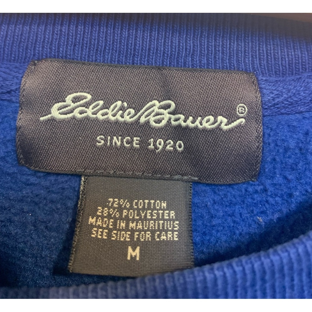 Vintage Eddie Bauer Reverse Weave Blue Sweatshirt Size M - Picture 2 of 6